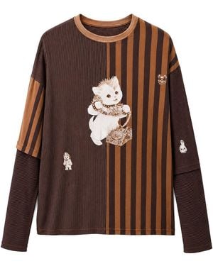Castaneda Neutrals Sepia Long Sleeve T-Shirt Two - Brown