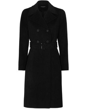 Rumour London Isabella Wool & Cashmere Blend Coat With Double-Breasted Silhouette & Pleated Back - Black