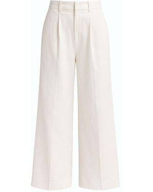 Monlicia Cyra Cotton Linen Blend Cropped Wide-Leg Trousers - White