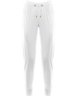 ANTONINIAS Elegant Sweat Trousers With Golden Details - White