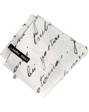 Laura Daili Music Heritage Silk Pocket Square - White