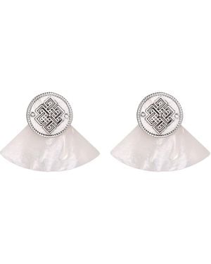 Aurozia Three Charms Venus Bound/ Plated The Endless Love Knot Fan-Shaped Mother-Of-Pearl Earrings - Metallic