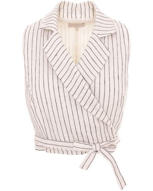 IPANOMI Waist Cord Linen Crop Top - White