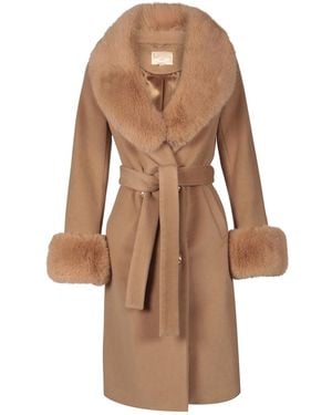 Santinni Marlene Cashmere & Wool Coat - Brown