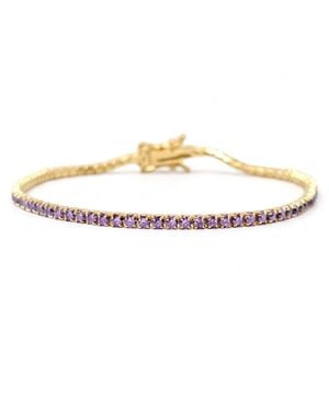 Harfi Alexandrite June Birthstone Plated Dainty Tennis Bracelet - Metallic