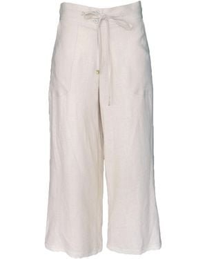 Lalipop Design Cropped Linen Trousers - Grey