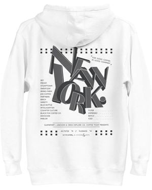 Anchor and Crew Gustatory New York Coffee Scene Cotton Blend Embroidered Hoodie - White