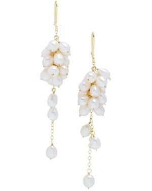 Saachi Pearl Cluster Dangle Earrings - Metallic
