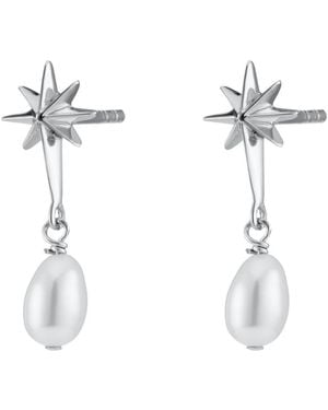 Scream Pretty Angel Star & Pearl Drop Stud Earrings - Metallic