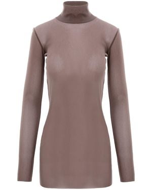 concept A trois Neutrals Nude Tulle Blouse - Brown