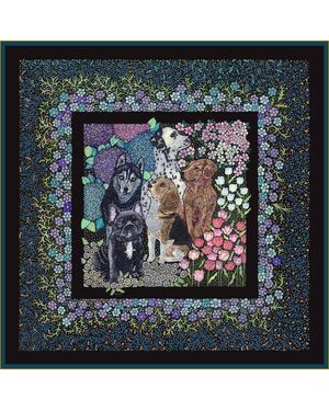 Wenzi Whiskered Court The Canine Chapter Hand Painted Pattern Silk Twill Scarf - Multicolour