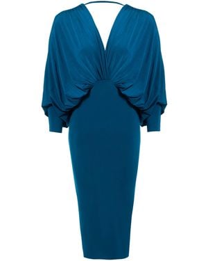 Sarvin Plunging Front Midi Dress - Blue