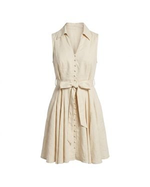 Modenaire Neutrals Collared Fit And Flare Dress Structured Form - Natural