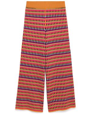 Peraluna Illusion Organic Cotton Jacquard Knit Troussers - Red