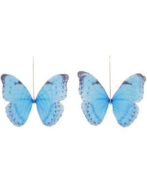 Oana Savu Silk Butterfly Earrings Fairy Wings Goddess Jewellery Festival - Blue
