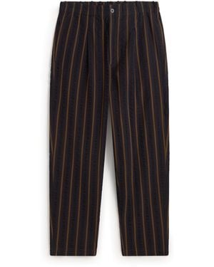 Thinking Mu Loose Seersucker Striped Trousers Luc - Black
