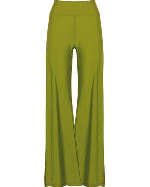 ANTONINIAS Cleo High Waisted Stretch Wide Leg Trousers With Side Slit - Green