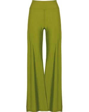 ANTONINIAS Cleo High Waisted Stretch Wide Leg Pants With Side Slit - Green