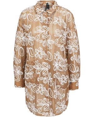 Freaky Nation Neutrals Flower Mesh Long Jacket - Natural