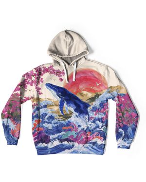 Aloha From Deer Neutrals Sakura Tide Oversize Hoodie - Blue
