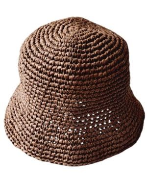 Springmoonatelier Handmade Raffia Bucket Hat - Brown