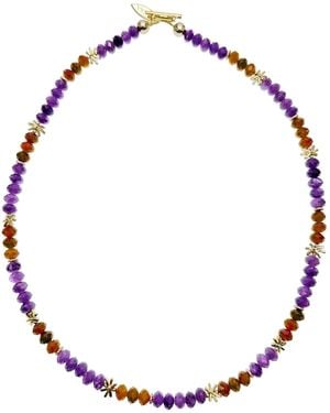 Farra Amethyst With Garnet Colour Blocking Choker - Red