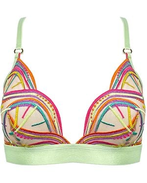 Somewhere Never Disco Deco Triangle Bralette - Green