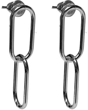 FV Jewellery Steel Me Paperclip Chain Earrings - White