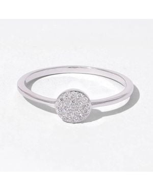 Diamonbliss Round Shapre Pave Dainty Band Ring, Platinum - Metallic