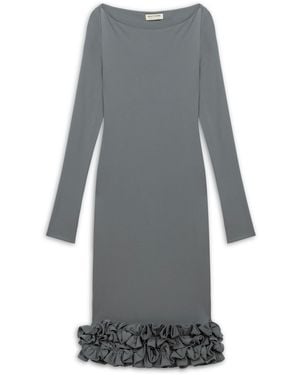 Nocturne Neutrals Jersey Maxi Dress With Ruffle Detail - Grey
