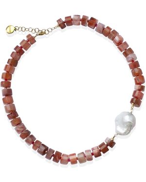 Vintouch Italy Demeter Orange Agate Necklace - Red