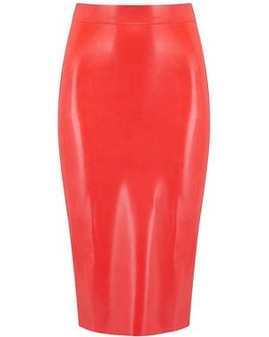 Elissa Poppy Latex Midi Skirt - Red
