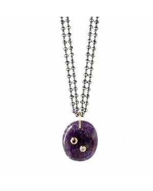 Persia Dona Jewelry Amethyst X Hematite Chain Necklace - Purple