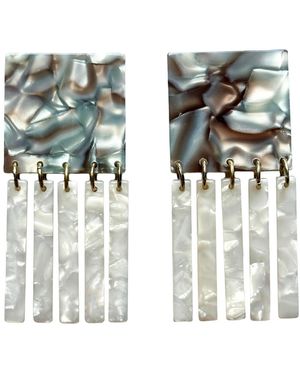 CLOSET REHAB Square Fringe Earrings - Green