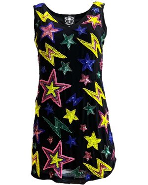 Any Old Iron 'Neon Lightning Star Hand-Beaded Dress - Black