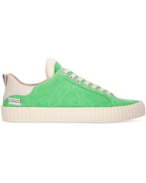 Springa | Unique Vulcanized Sneakers Italian Handmade Wavy Suede Light Trainers - Green