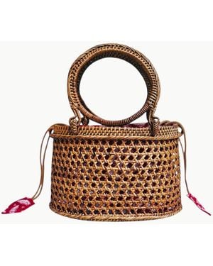 OhSun Neutrals Gale Rattan Crossbody Bag - Brown
