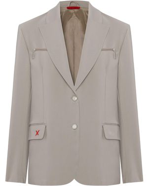 Pcfg Neutrals Cotton Zip Detail Woven Blazer - Gray