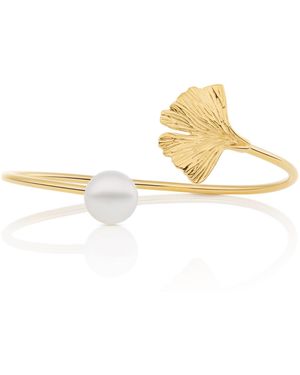 Inês Santos 18K Vermeil Ginkgo Leaf Bracelet With Freshwater Pearl - Metallic