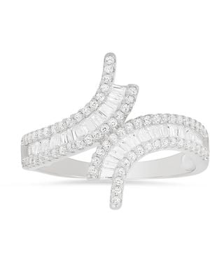 Kylie Harper Sterling Diamond Cz Bypass Statement Ring - Metallic