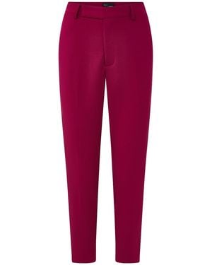 Layo G Cropped Fucshia Stretch Dress Trousers - Red