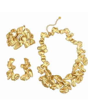 Rare Matters Jewelry Organic Foliage Statement Jewellery Set - Metallic