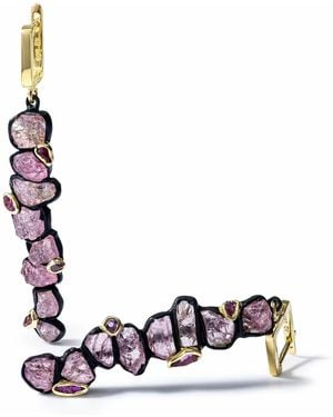 German Kabirski Danae Handcrafted And Anthracite Plated Earrings With Sapphire And Ruby - Multicolor