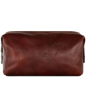 Time Resistance Leather Toiletry Bag For - Brown