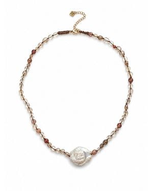 Carolina Benoit L'Ecume Necklace – Baroque Pearl & Agate - Metallic