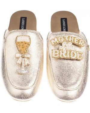 Laines London Classic Mules With Mother Of The Groom Brooches - Natural