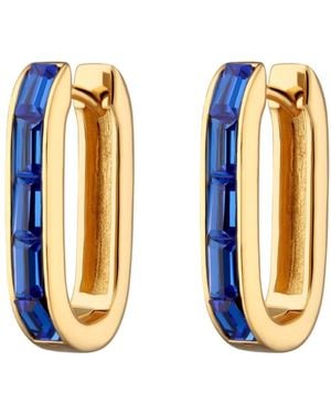 Scream Pretty Oval Baguette Hoop Earrings With Blue Stones