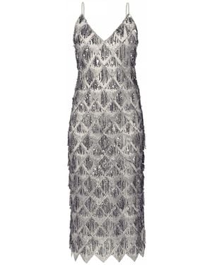 AGGI by HALEWSKI Marilyn Magnetic Glow Maxi Retro Sequin Sleeveless Dress - Grey