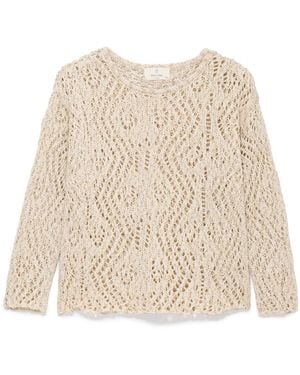 Peraluna Neutrals Amy Top Openwork Glittery Blouse - Natural