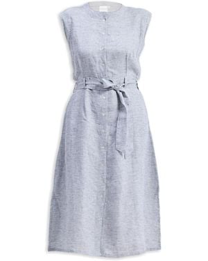 REISTOR Back Cut Out Linen Dress - Blue